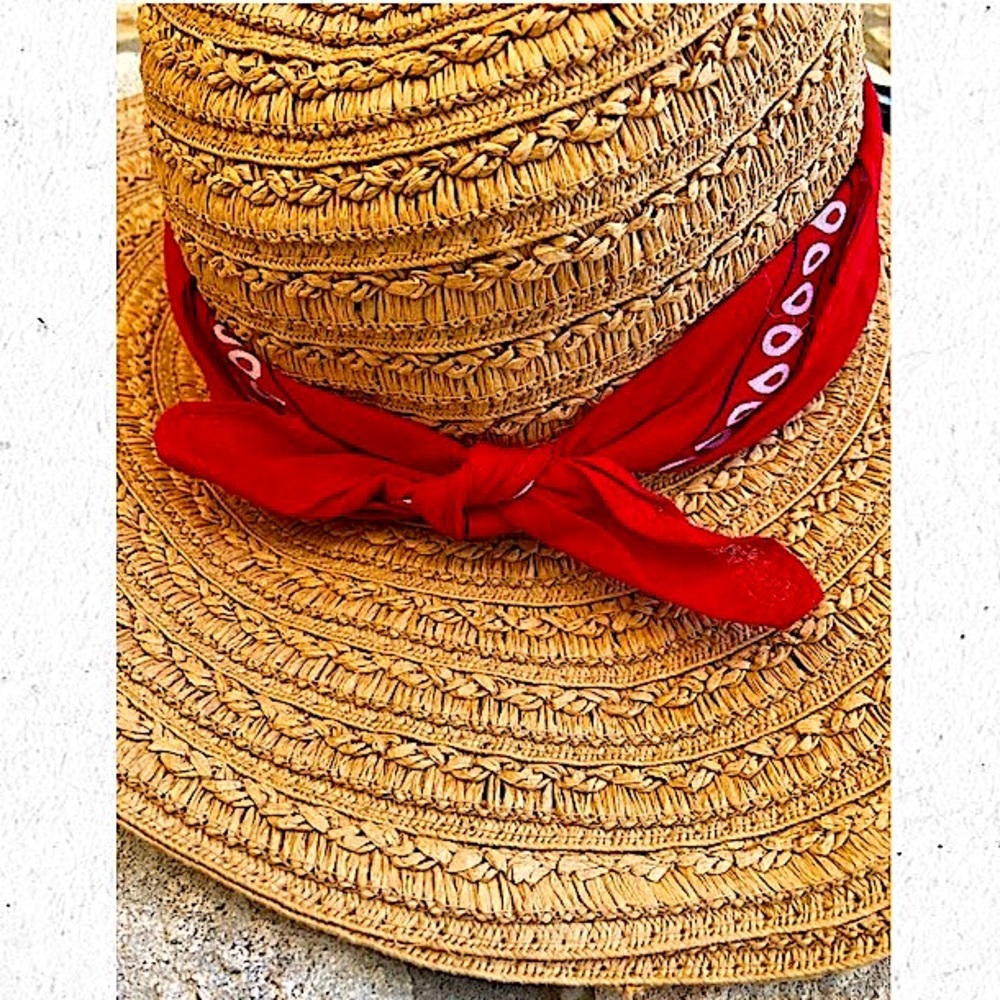 Summer Straw Woven Bandana Hat 👒❤️